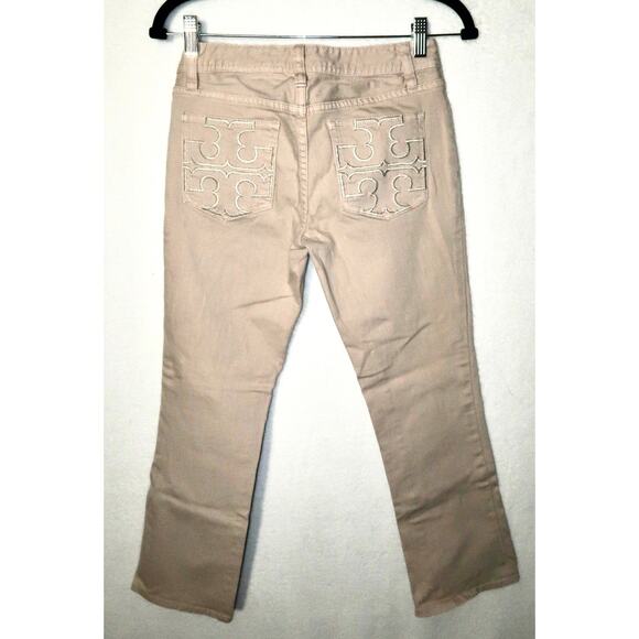 Tory Burch Khaki Tan Cropped Jean Size 26 - Picture 1 of 6